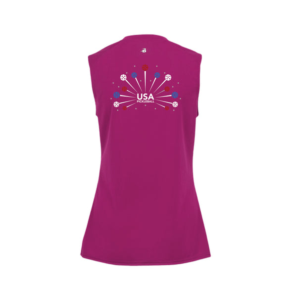 Patriotic Ladies Sleeveless Pickleball T-Shirt
