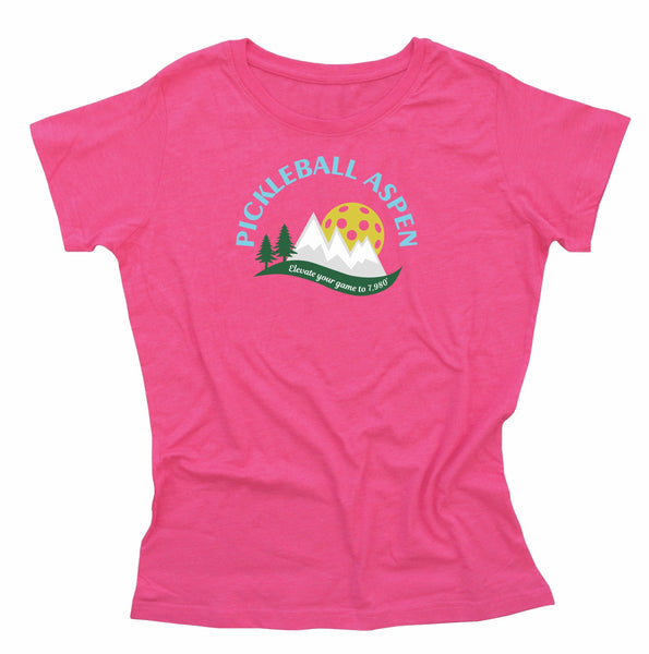 Aspen Colorado 2019 Pickleball Ladies Cotton Blend T-Shirt