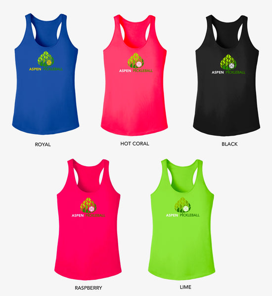 Aspen Pickleball Ladies Performance Racerback Tank - Front Logo