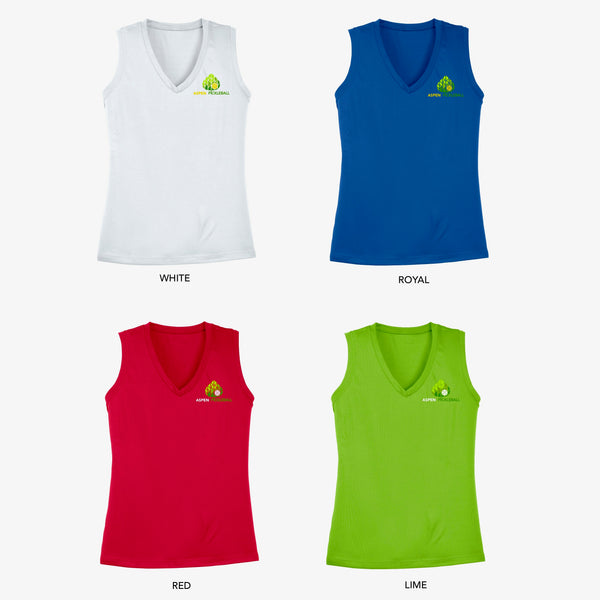 Aspen Pickleball Ladies Performance Sleeveless Tank - Front Chest Logo