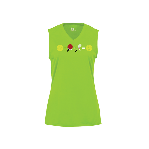 Pickleball Emoji Ladies Sleeveless T-Shirt