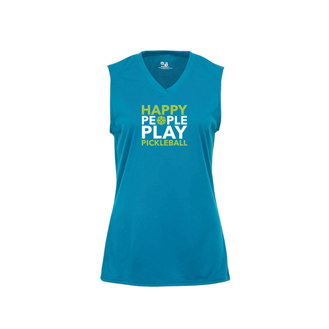 Happy People Play Pickleball Ladies Sleeveless Tank