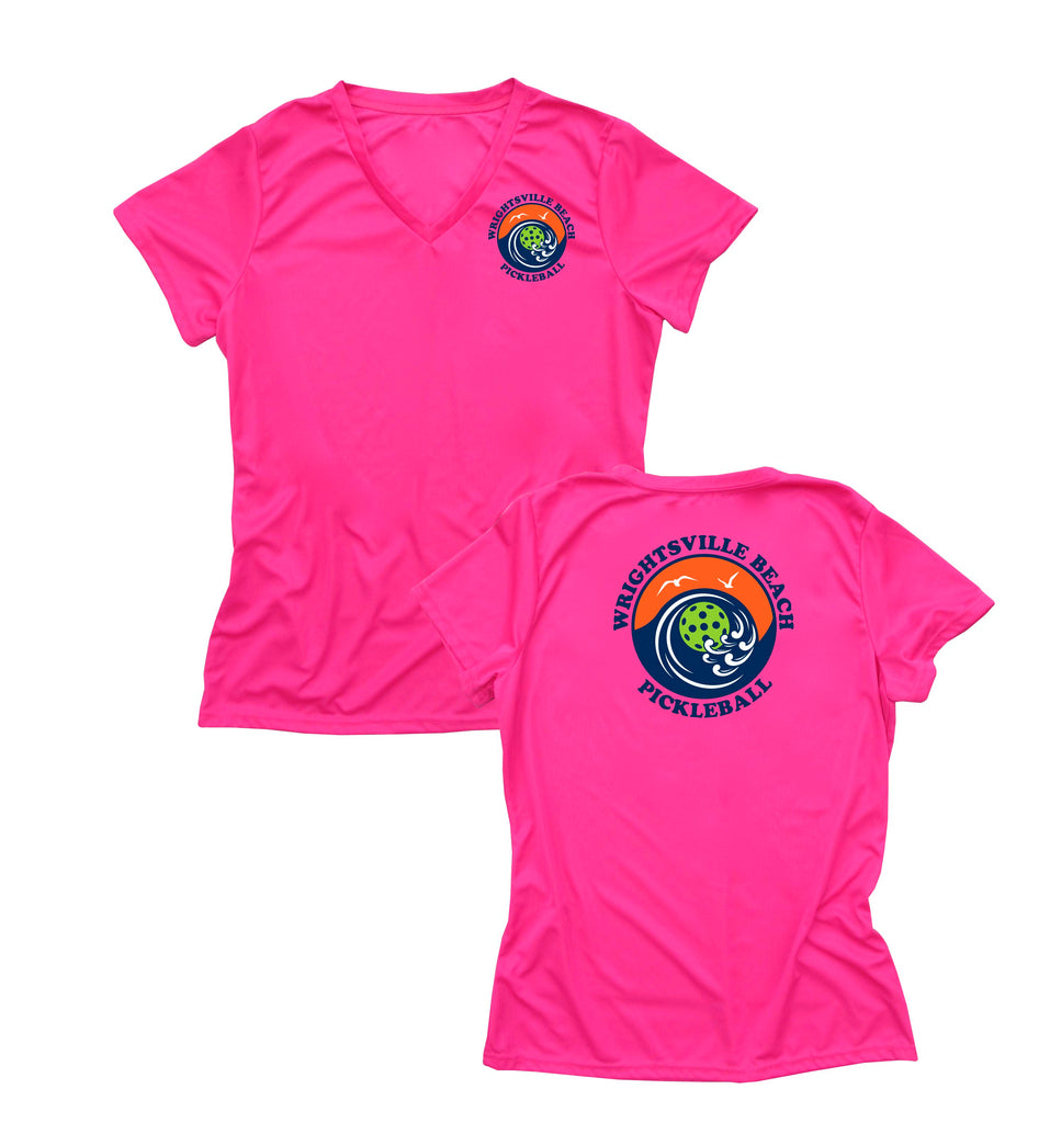 Wrightsville Beach Pickleball Ladies Performance T-Shirt - Front Chest AND Back Logo