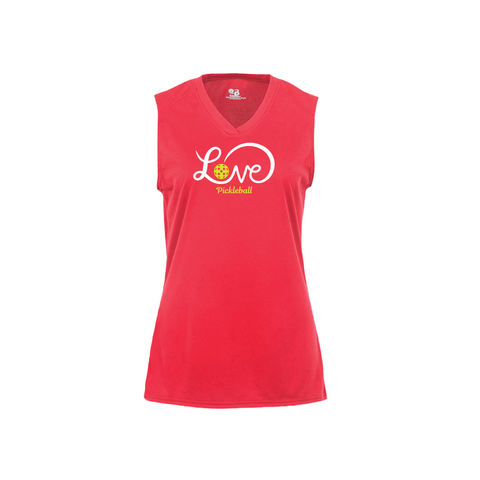 Love Pickleball Ribbon Ladies Sleeveless T-Shirt