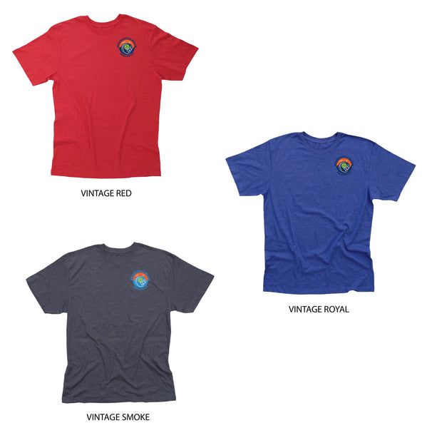 Wrightsville Beach Pickleball Men's Vintage Casual Cotton Blend T-Shirt - Front Chest AND Back Logo