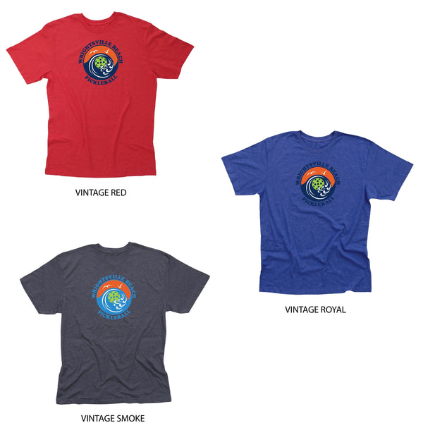 Wrightsville Beach Pickleball Men's Vintage Casual Cotton Blend T-Shirt - Front Logo