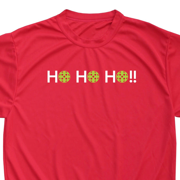 HO HO HO!! Mens Pickleball Christmas T-Shirt - Performance Dri-Fit