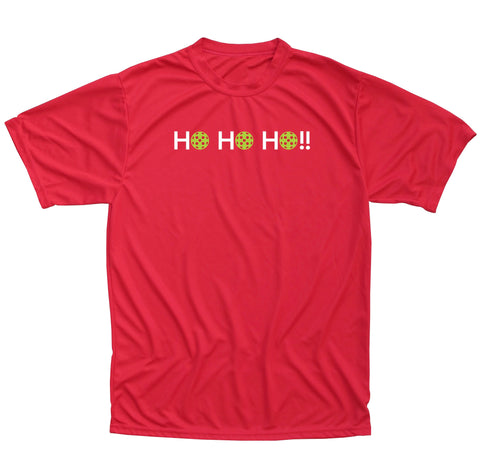 HO HO HO!! Mens Pickleball Christmas T-Shirt - Performance Dri-Fit