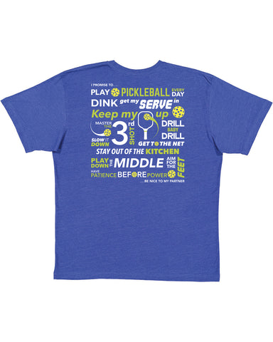 Mens Pickleball Pledge T-Shirt - Vintage Casual Cotton Blend