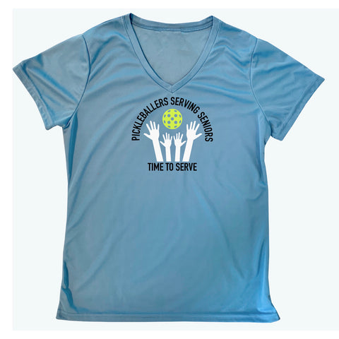 Ladies Pickleballers Serving Seniors Performance V-Neck T-Shirt