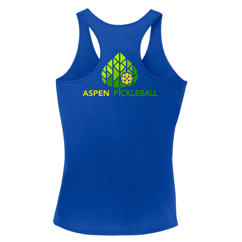 Aspen Pickleball Ladies Performance Racerback Tank - Back Logo