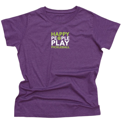 Happy People Play Pickleball Ladies T-Shirt - Vintage Casual Cotton Blend