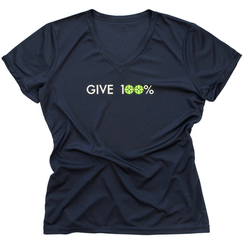 Give 100 percent Ladies Pickleball T-Shirt - Performance Dri Fit