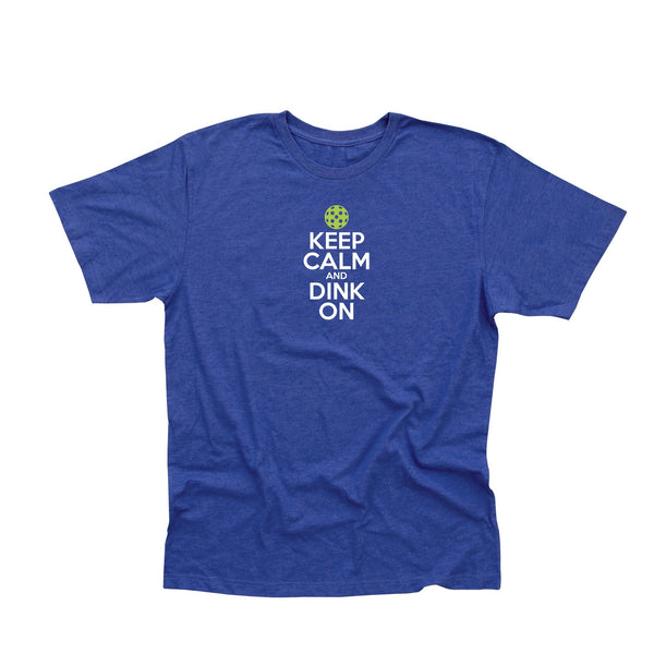 Keep Calm & Dink On Mens Pickleball T-Shirt - Vintage Casual Cotton Blend